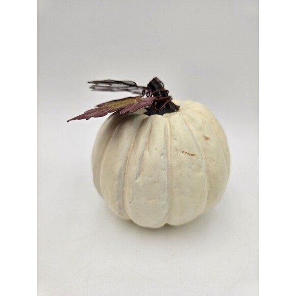 Set Of 2 Pumpkin Candy Dishes & White Pumpkin Decor Fall Autumn Decor 7" - Picture 10 of 15